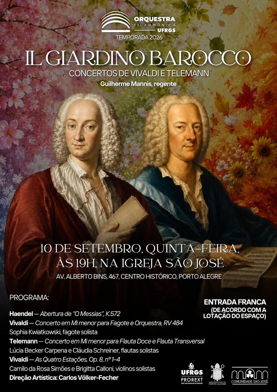 Filarmônica da UFRGS apresenta grandes clássicos do período barroco com convidados especiais